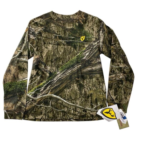 Mossy Oak Long Sleeve Camo Shirt Youth XL Tree Bark Shield Hunting Outdoor - Picture 1 of 12